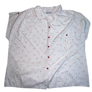 Vintage Diamond Hill Blouse XL Button Front Cottagecore Overblouse Sleeves Flaw